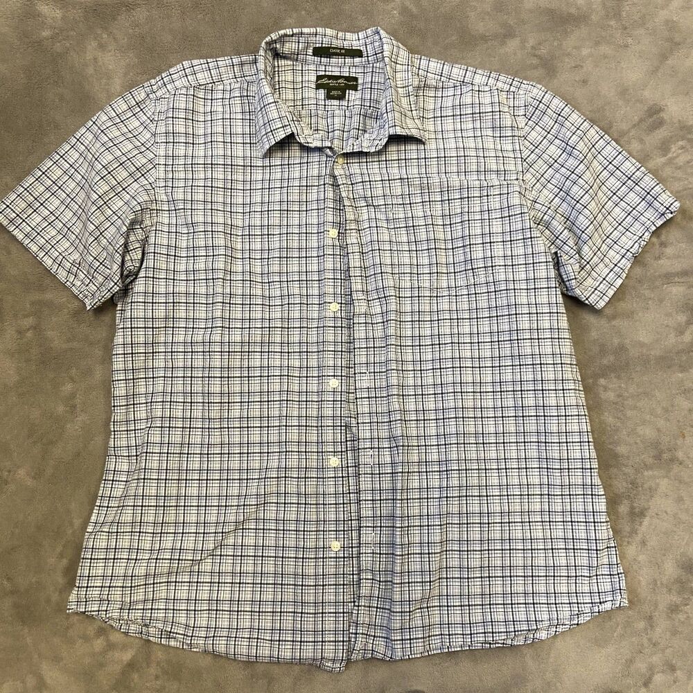 Eddie Bauer Blue Plaid Classic Fit Button Down